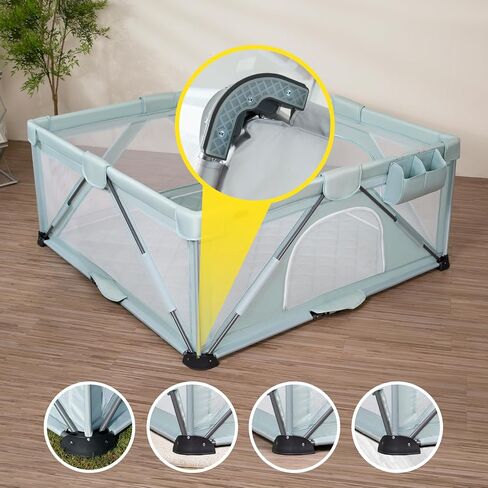 Foldable Baby Playpen 59X59 inch, iTiLike Playpen for Babies and Toddlers with 50 PCS Ocean Balls & 4 Handles, Indoor & Outdoor Kids Safety Play Pen Area, Portable Travel Play Yard in Saudi Arabia