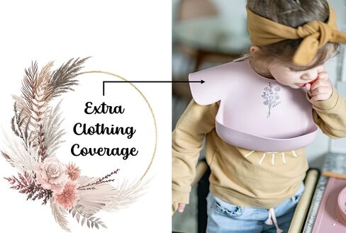 blessed+beloved Silicone Bibs for Babies | Waterproof Baby Silicone Bibs with Food Catcher Pouch and Shoulder Cover | Set of 2 Silicone Baby Bibs | Boho Minimalist Silicone Bib|Baberos para Bebe Niña in Saudi Arabia