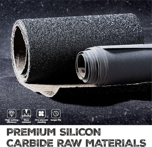 Augtouf Fine Grit Wet Sandpaper, 120 to 600 Grit Sand Paper for Wood, Metal, Resin, Automotive, Plastic - 9x3.6 Inches (30 Pcs) in Kuwait