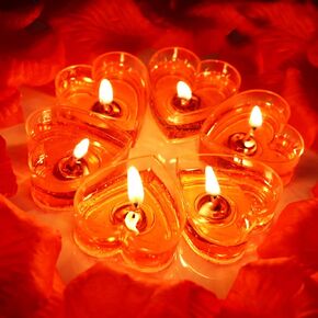 20 حزمة شموع على شكل قلب رومانسي الحب شمعة Tealight مع 500 قطعة من الحرير بتلات الورد in Kuwait