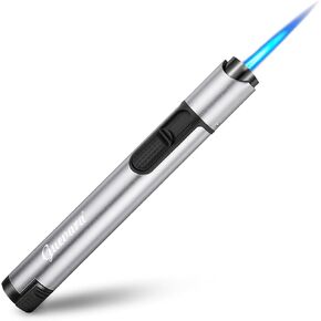 All-in-One Cigar Lighter with Stand with Cigar Punch, Cigar Draw Enhancer,and Cigar Ruler Portable Pen Torch Lighter Without Gas (Green)
