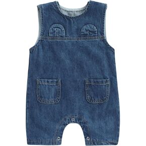 Ynibbim 0-18 Months Infant Baby Girls Boys Romper Stripe Sleeveless Buttons Snap Closure Jumpsuits Summer Newborn Bodysuits