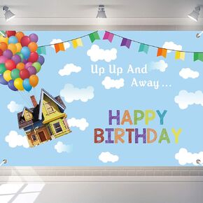 لافتة خلفية بعبارة «Happy Birthday» من اب بتصميم سماء زرقاء وسحابة بيضاء وبالون لتزيين الحفلات والتصوير الفوتوغرافي 7×5 قدم in Kuwait