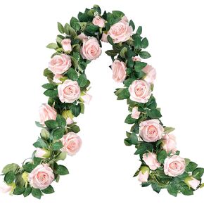 Whonline 3pcs 19.68ft Artificial Pink Rose Garlands Silk Rose Vines Hanging Fake Flower Garland for Backdrop Wedding Party Home Table Centerpiece Garden Hotel Outdoor Wall Decorations in Kuwait