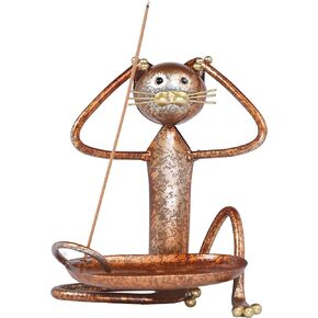 Handcrafted Iron Cat Incense Holder Burner for Meditation, Yoga, Spa, Practical Ash Catcher, Home Decor (Blue Gray) in Saudi Arabia