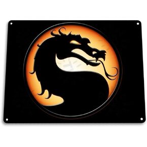 كيفيلي لافتة معدنية معدنية من القصدير بتصميم مورتال كومبات كلاسيك فايت اركيد ماركي لغرفة الالعاب مقاس كبير 8 انش × 12 انش in Kuwait