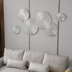 BOTAOYIYI Silver Wall Art Set Of 6, Silver Wall Decor, Metal Modern Accent Large Sunburst Hanging Decorations Above Bed For Home Office Bedroom Bathroom Or Living Room(L-15.7, M-11.8, S-7.9)