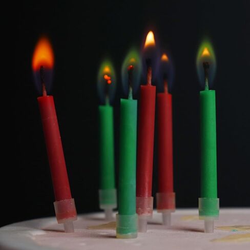 شموع عيد الميلاد متضمنة حوامل، مجموعة شموع رفيعة طويلة مكونة من 12 قطعة باللون الأحمر والأخضر، هدية عيد الميلاد للنساء والرجال، ديكورات حفلات عيد الميلاد، ديكور طاولة تزيين كعكة عيد الميلاد، مستلزمات الاحتفال in Kuwait