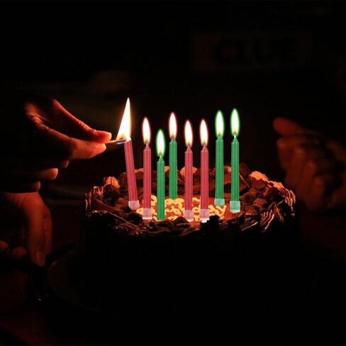 شموع عيد الميلاد متضمنة حوامل، مجموعة شموع رفيعة طويلة مكونة من 12 قطعة باللون الأحمر والأخضر، هدية عيد الميلاد للنساء والرجال، ديكورات حفلات عيد الميلاد، ديكور طاولة تزيين كعكة عيد الميلاد، مستلزمات الاحتفال in Kuwait