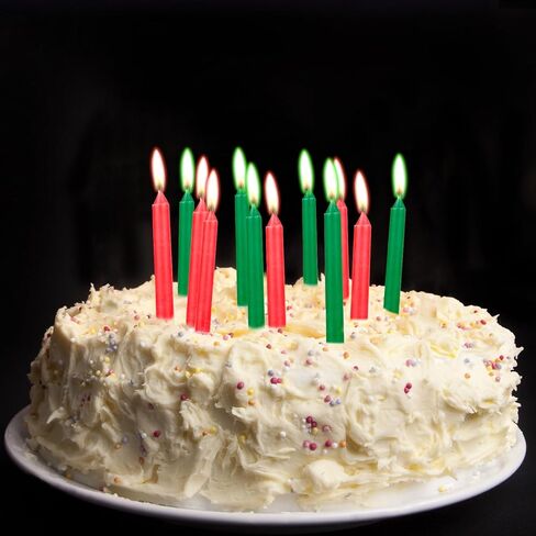 شموع عيد الميلاد متضمنة حوامل، مجموعة شموع رفيعة طويلة مكونة من 12 قطعة باللون الأحمر والأخضر، هدية عيد الميلاد للنساء والرجال، ديكورات حفلات عيد الميلاد، ديكور طاولة تزيين كعكة عيد الميلاد، مستلزمات الاحتفال in Kuwait