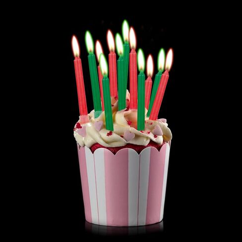 شموع عيد الميلاد متضمنة حوامل، مجموعة شموع رفيعة طويلة مكونة من 12 قطعة باللون الأحمر والأخضر، هدية عيد الميلاد للنساء والرجال، ديكورات حفلات عيد الميلاد، ديكور طاولة تزيين كعكة عيد الميلاد، مستلزمات الاحتفال in Kuwait