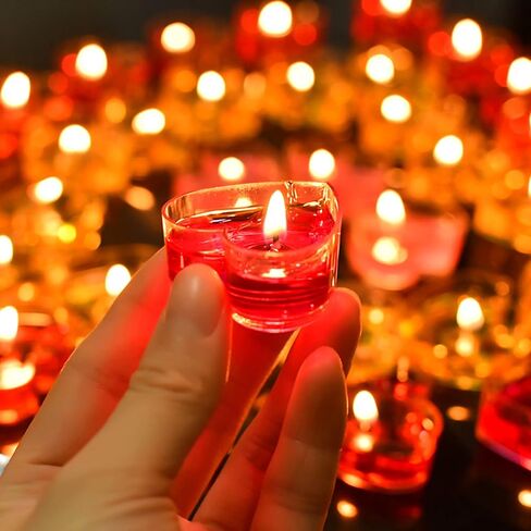 20 حزمة شموع على شكل قلب رومانسي الحب شمعة Tealight مع 500 قطعة من الحرير بتلات الورد in Kuwait