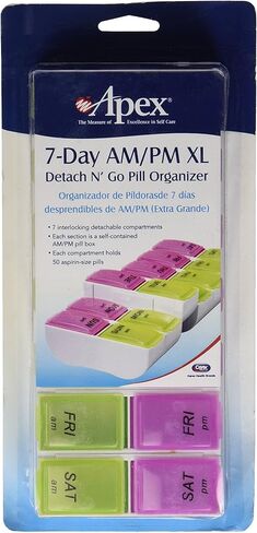 ماركات كاريكس هيلث منظم حبوب الدواء ديتش اند جو 7 أيام صباحًا ومساءً XL in Kuwait