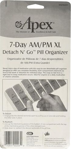 ماركات كاريكس هيلث منظم حبوب الدواء ديتش اند جو 7 أيام صباحًا ومساءً XL in Kuwait