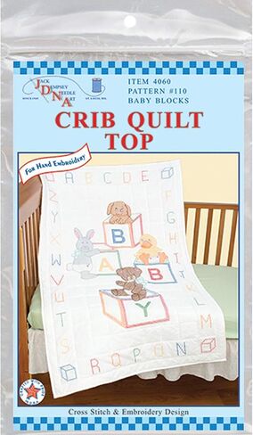 Jack Dempsey Needle Art 4060110 Crib Quilt, Top Baby Block, 40-Inch by 60-Inch, White in Saudi Arabia