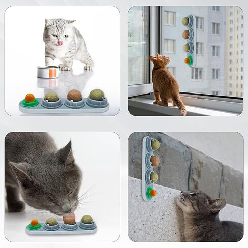 MEMOVAN Catnip Ball for Cats Wall 4 Pack Catnip Toys Edible Kitty Toys for Cat Lick Silvervine Balls Kitten Chew Toy Teeth Cleaning Dental Cat Toy Cat Wall Treats Increase Appetite Relieve Cat in Kuwait