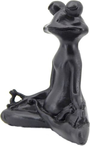Bellaa 23101 Frog Statue Meditation Lotus Pose Yoga Zen Buddha Outdoor Garden Patio Yard Home Decor Good Luck Feng Shui Sculptures Vastu Figurine 6 Inch in Saudi Arabia