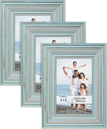 إطارات صور Icona Bay مقاس 5×7 (قشرة البيض باللون الأزرق، 3 عبوات)، مجموعة إطارات صور على الطراز الريفي الفرنسي، مثبتة على الحائط أو سطح الطاولة، مجموعة ريفية in Kuwait