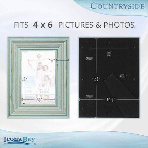 إطارات صور Icona Bay مقاس 5×7 (قشرة البيض باللون الأزرق، 3 عبوات)، مجموعة إطارات صور على الطراز الريفي الفرنسي، مثبتة على الحائط أو سطح الطاولة، مجموعة ريفية in Kuwait