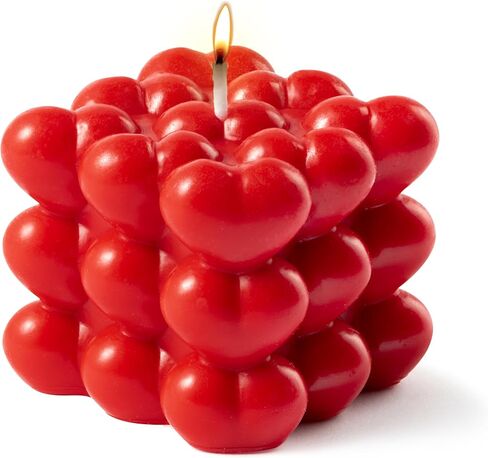 شمعة على شكل قلب برائحة التوت من ديهويا، شمعة فقاعية حمراء لعيد الحب من شمع الصويا العضوي على شكل مكعب هدية عيد الحب لها، عشاء منزلي رومانسي هدية جمالية لحبيبك in Kuwait