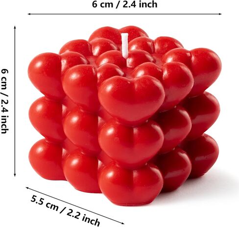 شمعة على شكل قلب برائحة التوت من ديهويا، شمعة فقاعية حمراء لعيد الحب من شمع الصويا العضوي على شكل مكعب هدية عيد الحب لها، عشاء منزلي رومانسي هدية جمالية لحبيبك in Kuwait