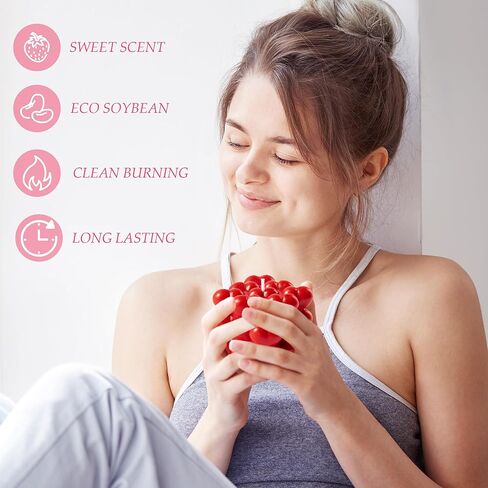 شمعة على شكل قلب برائحة التوت من ديهويا، شمعة فقاعية حمراء لعيد الحب من شمع الصويا العضوي على شكل مكعب هدية عيد الحب لها، عشاء منزلي رومانسي هدية جمالية لحبيبك in Kuwait