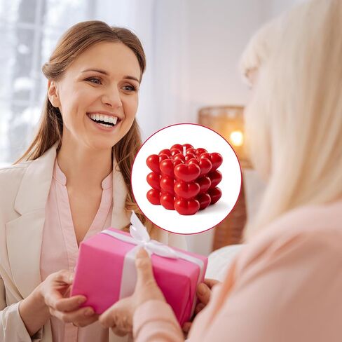 شمعة على شكل قلب برائحة التوت من ديهويا، شمعة فقاعية حمراء لعيد الحب من شمع الصويا العضوي على شكل مكعب هدية عيد الحب لها، عشاء منزلي رومانسي هدية جمالية لحبيبك in Kuwait
