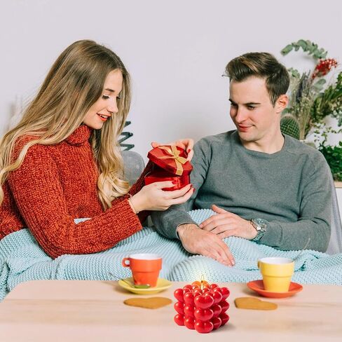 شمعة على شكل قلب برائحة التوت من ديهويا، شمعة فقاعية حمراء لعيد الحب من شمع الصويا العضوي على شكل مكعب هدية عيد الحب لها، عشاء منزلي رومانسي هدية جمالية لحبيبك in Kuwait