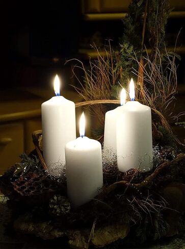 HYOOLA White Pillar Candles 4x8 Inch - Unscented Pillar Candles - 2-Pack - European Made in Saudi Arabia