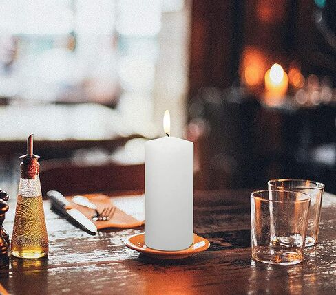 HYOOLA White Pillar Candles 4x8 Inch - Unscented Pillar Candles - 2-Pack - European Made in Saudi Arabia