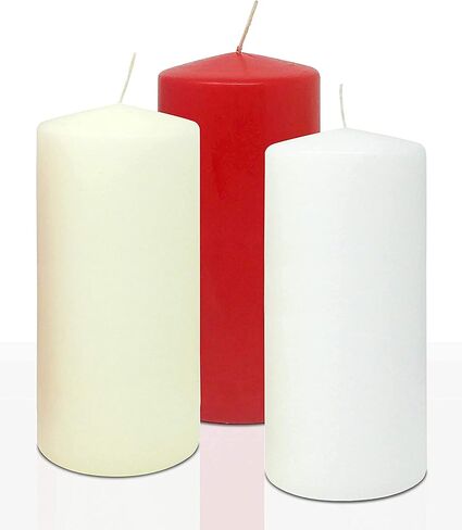 HYOOLA White Pillar Candles 4x8 Inch - Unscented Pillar Candles - 2-Pack - European Made in Saudi Arabia