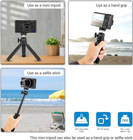 Extendable Camera Mini Tripod,3 Sections 360°Pan and 90°Tilt Selfie Stick Tripod for Canon G7X Mark III G7X Mark II Sony ZV-1 RX100 VII RX VI Ricoh GR3 GR2 Olympus TG-5 TG-4 Fuji Fujifilm XF10 in Kuwait