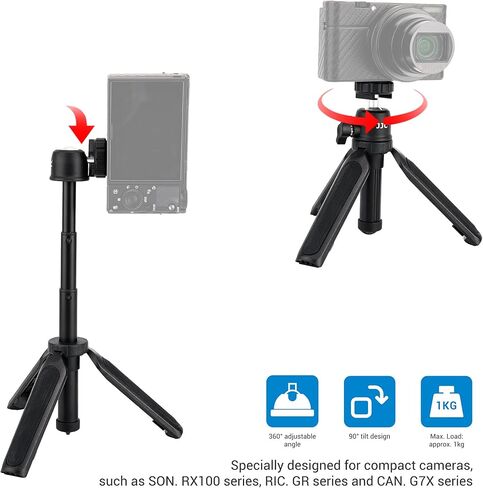 Extendable Camera Mini Tripod,3 Sections 360°Pan and 90°Tilt Selfie Stick Tripod for Canon G7X Mark III G7X Mark II Sony ZV-1 RX100 VII RX VI Ricoh GR3 GR2 Olympus TG-5 TG-4 Fuji Fujifilm XF10 in Kuwait