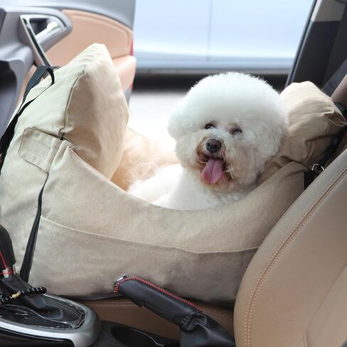 Dog Car Seat for Small Dogs, Portable Pet Booster Seat with Safety Leash and Storage Pockets, Puppy Car Travel Carrier Seat for Road Trips Up to 25-30LBS Dogs in Kuwait