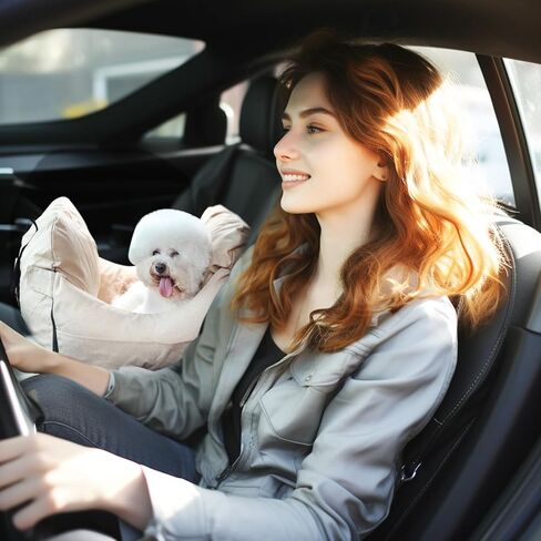 Dog Car Seat for Small Dogs, Portable Pet Booster Seat with Safety Leash and Storage Pockets, Puppy Car Travel Carrier Seat for Road Trips Up to 25-30LBS Dogs in Kuwait