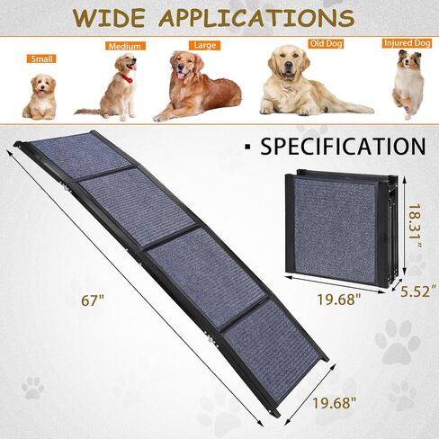 Dog Car Ramp, Folding Pet Stairs Ramp,Outdoor Dog Ramp with Anti-Slip Rug Surface for Dogs to Get Into a Car,SUV,Truck & Porch Steps in Kuwait