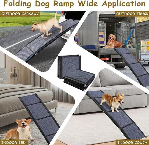 Dog Car Ramp, Folding Pet Stairs Ramp,Outdoor Dog Ramp with Anti-Slip Rug Surface for Dogs to Get Into a Car,SUV,Truck & Porch Steps in Kuwait