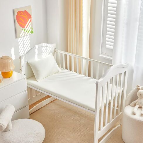 طقم سرير أطفال مكون من 3 قطع من UOZZI BEDDING لحاف مبطن مكشكش مع ملاءة ووسادة - سرير أنيق مكشكش لطيف بتصميم بطانية ناعمة باللون الأبيض الكريمي in Saudi Arabia