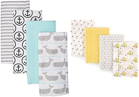 هدسون بيبي بوي القطن الفانيلا تجشؤ القماش 8-حزمة، الحوت الرمادي in Kuwait