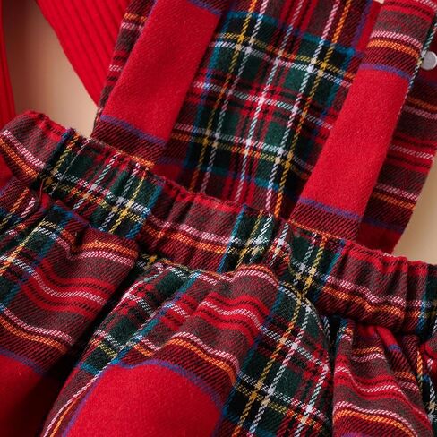 WZTYYDS Newborn Baby Girl Christmas Outfits Ruffle Deer Romper Red Plaid Bodysuit Suspender Skirt Fall Winter Clothes Set in Kuwait