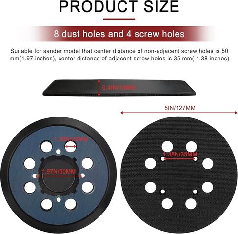 وسادات صنفرة بديلة من LIZMOF، لوحات دعم سنفرة بخطاف وحلقة مقاس 5 بوصات لآلة الصنفرة المدارية DWE64233 & N329079، DWE6421-B2 DWE6421-B3 DWE6423/6423K DWE6421/6421K، 5 بوصات 8 فتحات، عبوتان in Kuwait