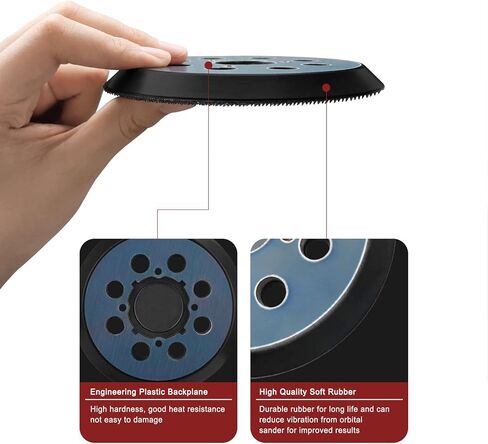 وسادات صنفرة بديلة من LIZMOF، لوحات دعم سنفرة بخطاف وحلقة مقاس 5 بوصات لآلة الصنفرة المدارية DWE64233 & N329079، DWE6421-B2 DWE6421-B3 DWE6423/6423K DWE6421/6421K، 5 بوصات 8 فتحات، عبوتان in Kuwait