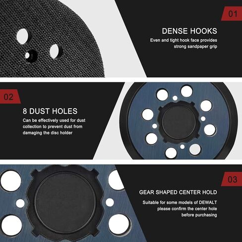 وسادات صنفرة بديلة من LIZMOF، لوحات دعم سنفرة بخطاف وحلقة مقاس 5 بوصات لآلة الصنفرة المدارية DWE64233 & N329079، DWE6421-B2 DWE6421-B3 DWE6423/6423K DWE6421/6421K، 5 بوصات 8 فتحات، عبوتان in Kuwait