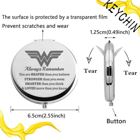 KEYCHIN Heroine Pocket Mirror Diana Fans Gift You are Braver Stronger Smarter Than You Think Heroine Compact Mirror for Women Girls (Heroine-RG) in Saudi Arabia