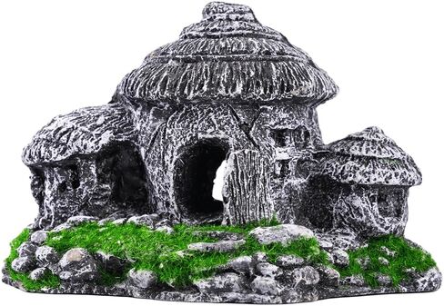 ديكورات حوض السمك SiissaPeksid - زينة حوض السمك المطلة على الجبل مع جسر كهف بيت الشجرة والنباتات الاصطناعية، Shuangwu in Kuwait