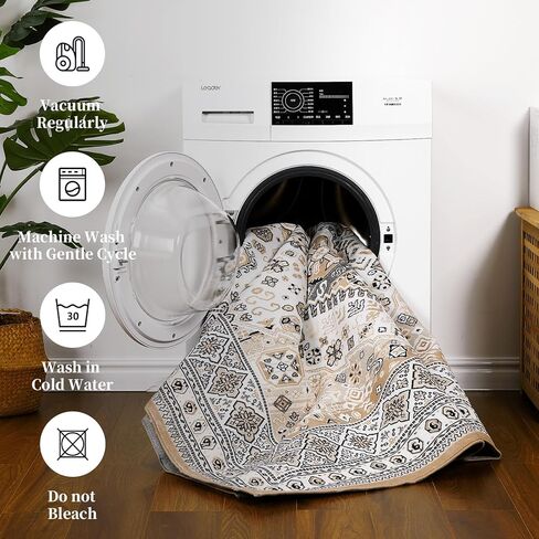 IMINROME Washable Runner Rug 2x6 Bohemian Traditional Rug Foldable Thin Floral Print Runner Rug for Entryway Hallway Kitchen Laundry Room Bathroom Non Slip Washable Vintage Runner Carpet in Kuwait