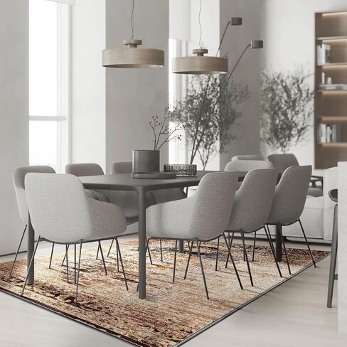 سجاد منطقة meejou مقاس 5x7 لغرفة المعيشة، سجادة قابلة للغسل في الغسالة، سجادة عتيقة متعثرة، سجادة غير قابلة للانزلاق، سجادة منطقة منخفضة الوبر لغرفة المعيشة، غرفة النوم، غرفة الطعام، داخلي، أزرق مخضر in Kuwait