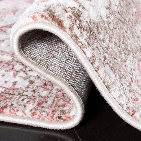 Safavieh Meadow Collection Runner Rug - 2' x 8', Beige & Pink, Modern Abstract Design, Non-Shedding & Easy Care, Ideal for High Traffic Areas in Living Room, Bedroom (MDW585B) in Saudi Arabia