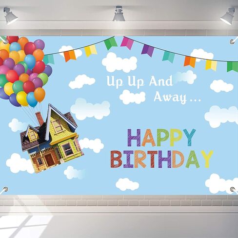 لافتة خلفية بعبارة «Happy Birthday» من اب بتصميم سماء زرقاء وسحابة بيضاء وبالون لتزيين الحفلات والتصوير الفوتوغرافي 7×5 قدم in Kuwait
