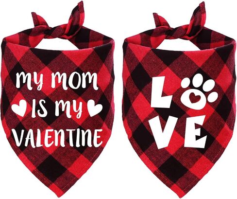 STMK 2 Pack Valentines Dog Bandanas, Dog Valentines Bandana for Dogs Pets (Red, Free Kisses & Be My Valentine) in Saudi Arabia
